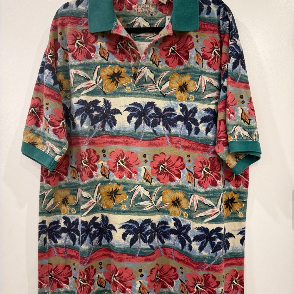 Weekender Men’s XL Hawaiian Floral Tropical Polo Shirt